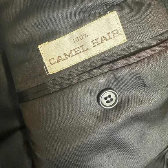 Bill Blass Blazer Mens 44R Black 100% Camel Hair Sport Coat Made in USA‎